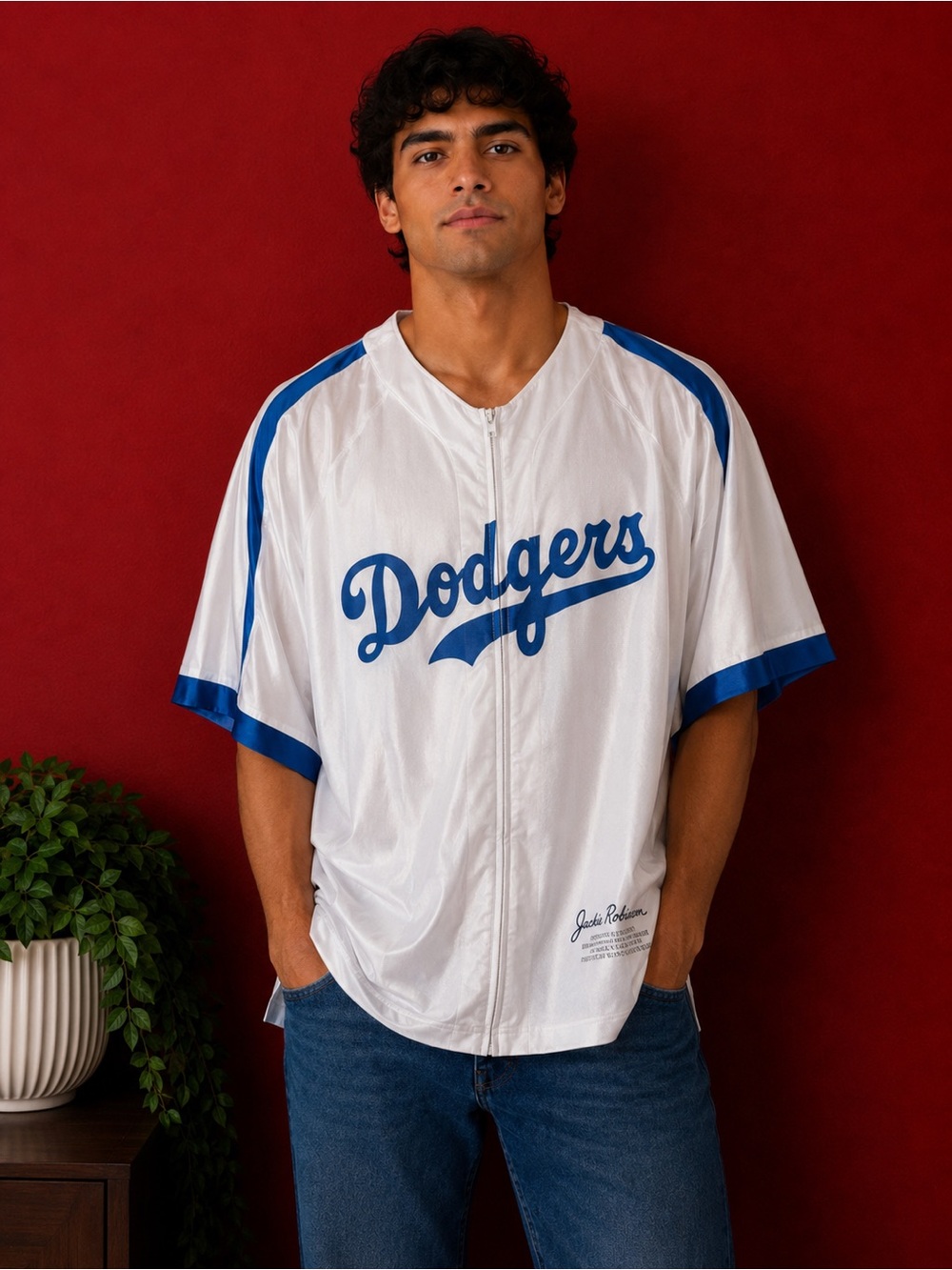 Official LA Dodgers Jackie Robinson Full-Zip Jersey - Adult XL